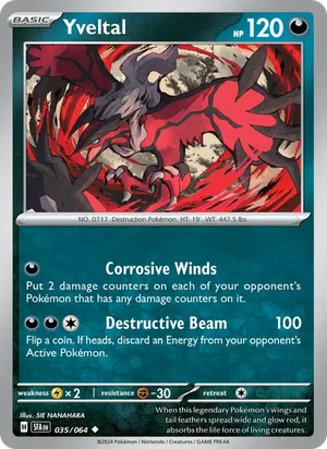 Yveltal 035/064 Uncommon, Shrouded Fable Pokémon TCG card