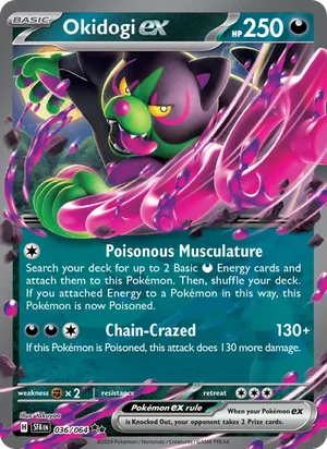 Okidogi ex 036/064 Double Rare, Shrouded Fable Pokémon TCG card