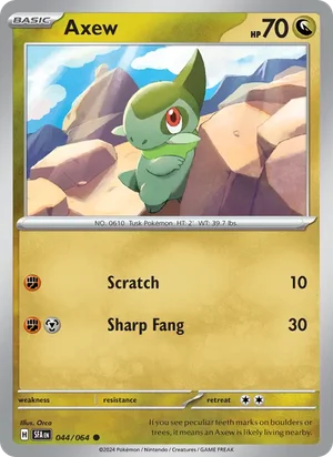 Axew 044/064 Common, Shrouded Fable Pokémon TCG card