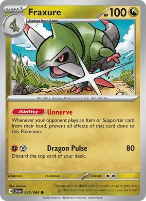 Fraxure 045/064 Common, Shrouded Fable Pokémon TCG card