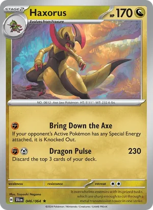 Haxorus 046/064 Rare, Shrouded Fable Pokémon TCG card