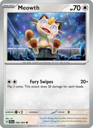 Meowth 048/064 Common, Shrouded Fable Pokémon TCG card
