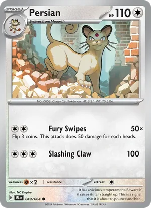 Persian 049/064 Common, Shrouded Fable Pokémon TCG card