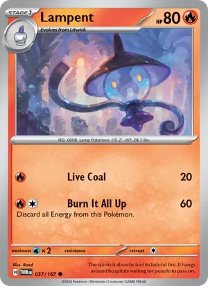 Lampent Twilight Masquerade Pokémon TCG Common 037