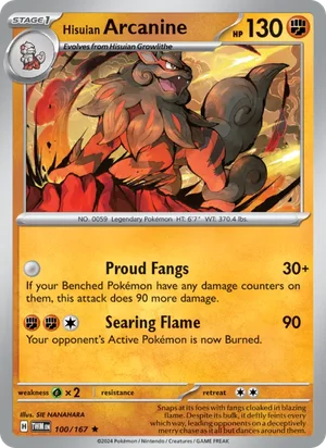 Hisuian Arcanine Twilight Masquerade Pokémon TCG Rare 100
