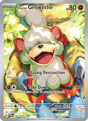 Hisuian Growlithe Twilight Masquerade Pokémon TCG Illustration Rare 181