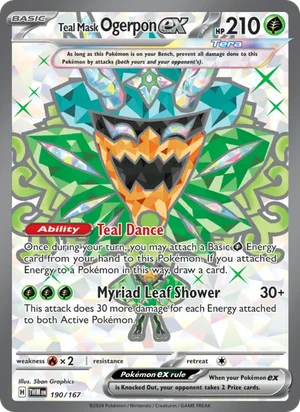 Teal Mask Ogerpon ex Twilight Masquerade Pokémon TCG Ultra Rare 190