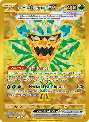 Teal Mask Ogerpon ex Twilight Masquerade Pokémon TCG Hyper Rare 221