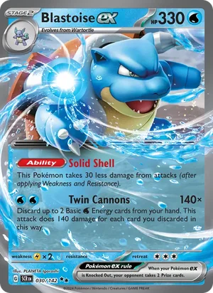 Blastoise ex Stellar Crown Pokémon TCG Double Rare 030
