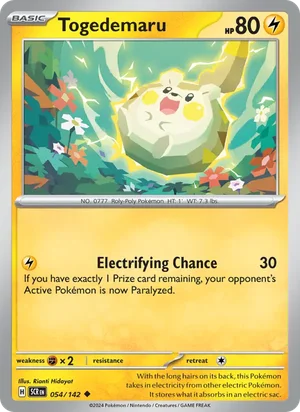 Togedemaru Stellar Crown Pokémon TCG Uncommon 054