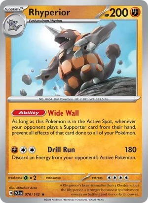 Rhyperior Stellar Crown Pokémon TCG Rare 076
