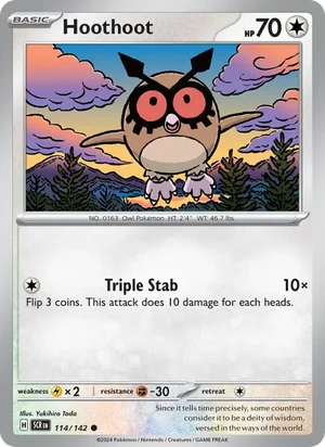 Hoothoot Stellar Crown Pokémon TCG Common 114
