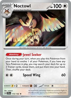 Noctowl Stellar Crown Pokémon TCG Rare 115