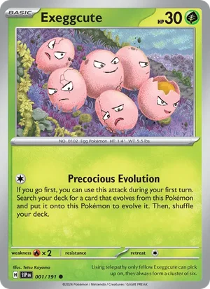 Exeggcute 001/191 Common, Surging Sparks Pokémon TCG card