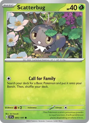 Scatterbug 005/191 Common, Surging Sparks Pokémon TCG card