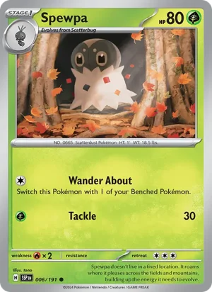 Spewpa 006/191 Common, Surging Sparks Pokémon TCG card