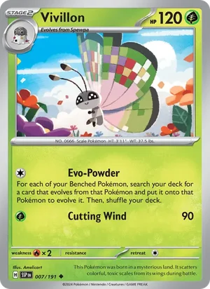 Vivillon 007/191 Uncommon, Surging Sparks Pokémon TCG card