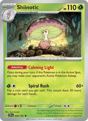 Shiinotic 009/191 Uncommon, Surging Sparks Pokémon TCG card