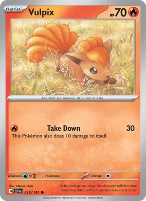 Vulpix 016/191 Common, Surging Sparks Pokémon TCG card