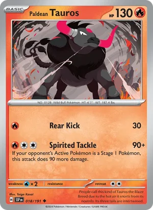 Paldean Tauros 018/191 Uncommon, Surging Sparks Pokémon TCG card