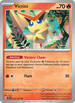 Victini 021/191 Uncommon, Surging Sparks Pokémon TCG card