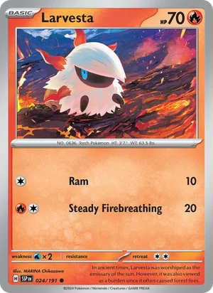 Larvesta 024/191 Common, Surging Sparks Pokémon TCG card