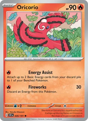 Oricorio 026/191 Common, Surging Sparks Pokémon TCG card