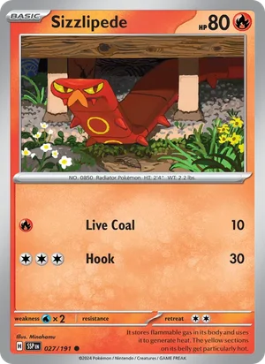 Sizzlipede 027/191 Common, Surging Sparks Pokémon TCG card