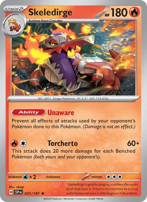 Skeledirge 031/191 Rare, Surging Sparks Pokémon TCG card