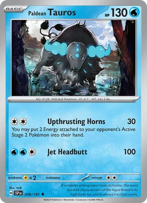 Paldean Tauros 039/191 Uncommon, Surging Sparks Pokémon TCG card