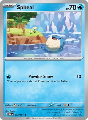 Spheal 043/191 Common, Surging Sparks Pokémon TCG card