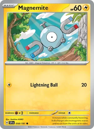 Magnemite 058/191 Common, Surging Sparks Pokémon TCG card