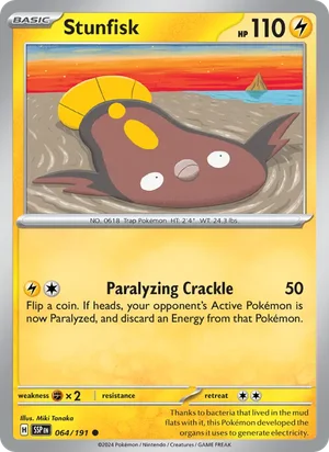 Stunfisk 064/191 Common, Surging Sparks Pokémon TCG card