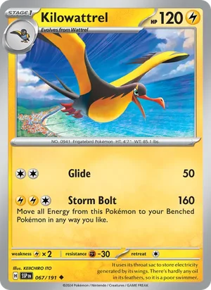 Kilowattrel 067/191 Uncommon, Surging Sparks Pokémon TCG card