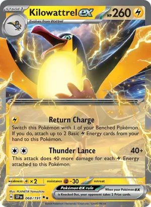 Kilowattrel ex 068/191 Double Rare, Surging Sparks Pokémon TCG card