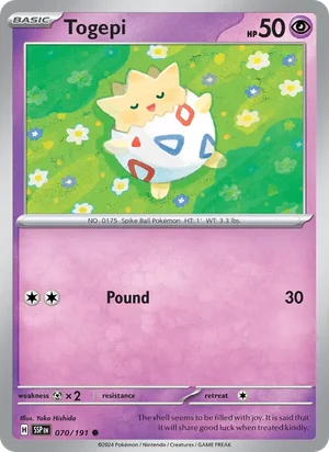 Togepi 070/191 Common, Surging Sparks Pokémon TCG card