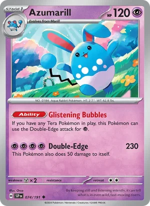 Azumarill 074/191 Uncommon, Surging Sparks Pokémon TCG card