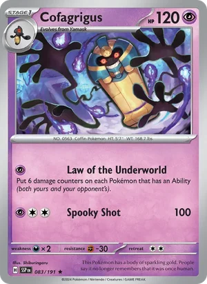 Cofagrigus 083/191 Rare, Surging Sparks Pokémon TCG card