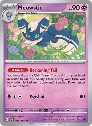 Meowstic 085/191 Uncommon, Surging Sparks Pokémon TCG card