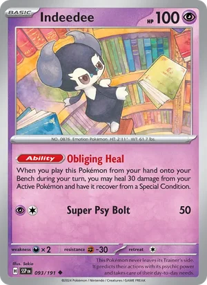 Indeedee 093/191 Uncommon, Surging Sparks Pokémon TCG card