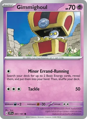 Gimmighoul 097/191 Common, Surging Sparks Pokémon TCG card