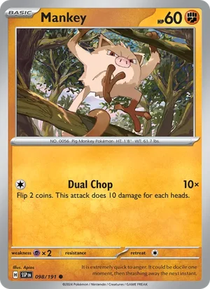 Mankey 098/191 Common, Surging Sparks Pokémon TCG card