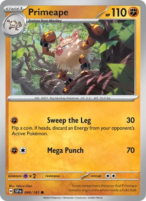 Primeape 099/191 Common, Surging Sparks Pokémon TCG card