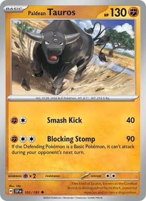 Paldean Tauros 101/191 Uncommon, Surging Sparks Pokémon TCG card