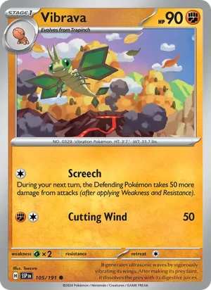 Vibrava 105/191 Common, Surging Sparks Pokémon TCG card