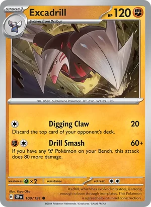 Excadrill 109/191 Common, Surging Sparks Pokémon TCG card