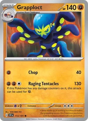 Grapploct 113/191 Common, Surging Sparks Pokémon TCG card