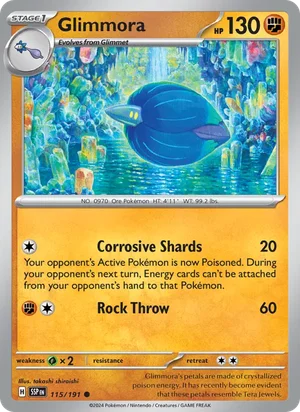 Glimmora 115/191 Common, Surging Sparks Pokémon TCG card