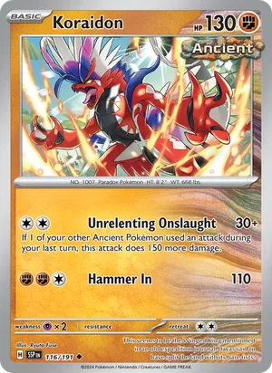 Koraidon 116/191 Uncommon, Surging Sparks Pokémon TCG card