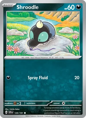 Shroodle 120/191 Common, Surging Sparks Pokémon TCG card